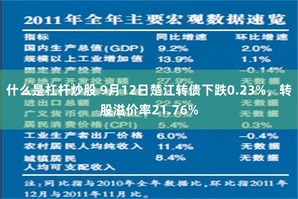 什么是杠杆炒股 9月12日楚江转债下跌0.23%，转股溢价率21.76%