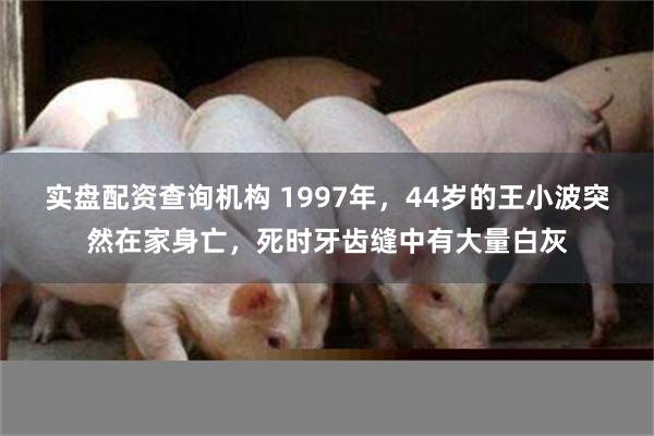 实盘配资查询机构 1997年，44岁的王小波突然在家身亡，死时牙齿缝中有大量白灰