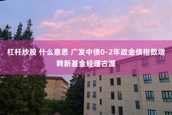 杠杆炒股 什么意思 广发中债0-2年政金债指数增聘新基金经理古渥