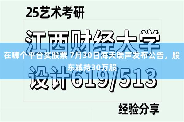 在哪个平台买股票 7月30日海天瑞声发布公告，股东减持30万股