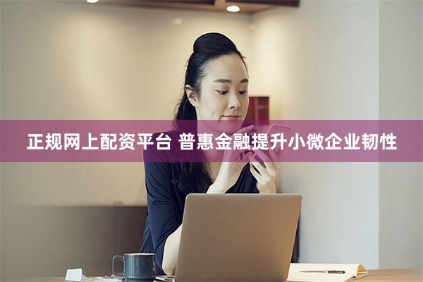 正规网上配资平台 普惠金融提升小微企业韧性